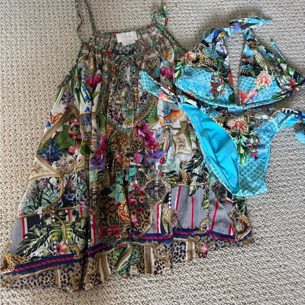 Camilla Multi-Color Floral Print Maxi Dress with Turquoise Accents